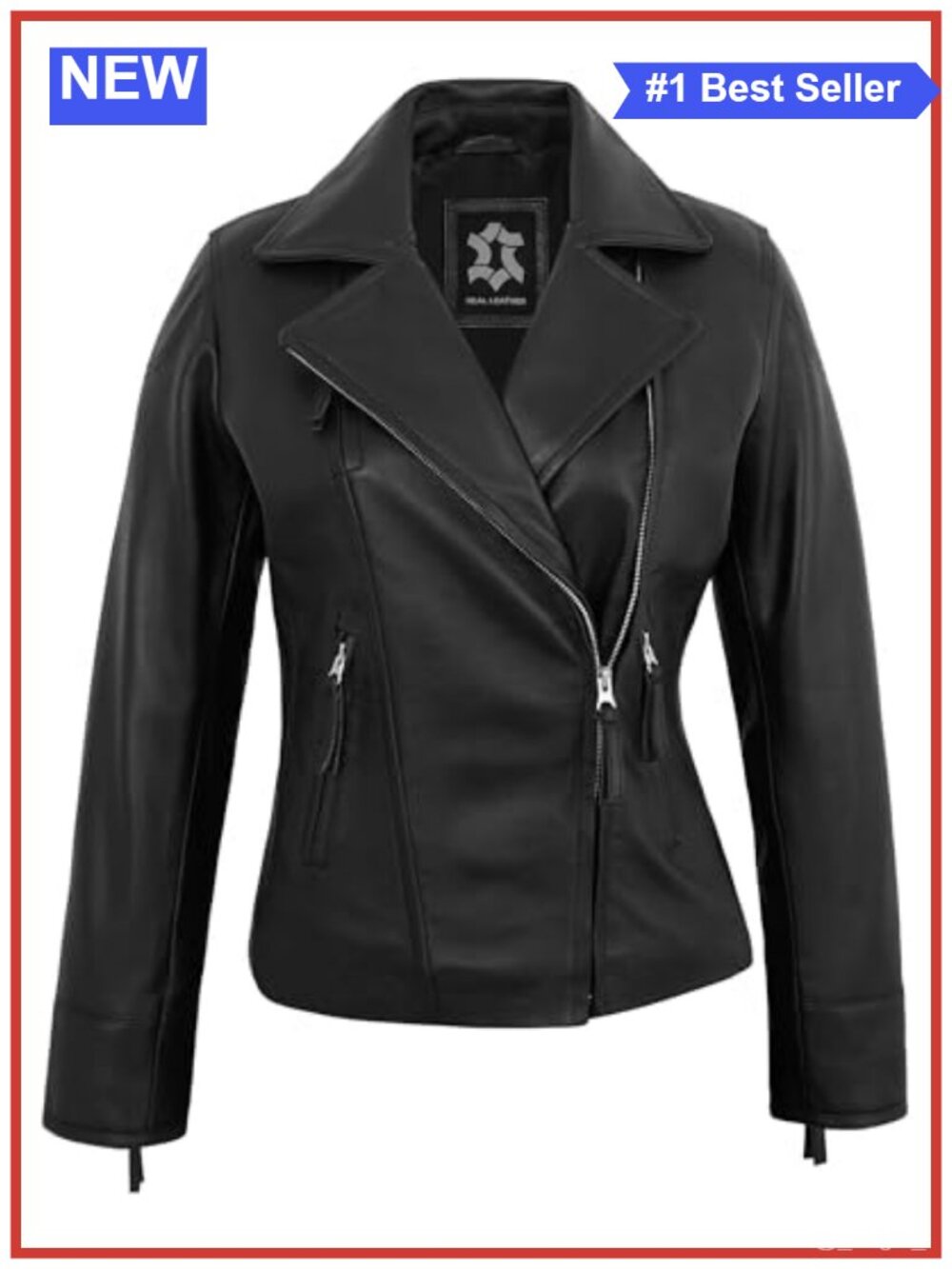Women's Real Lambskin Leather Jacket Asymmetrical Aviator Motorcycle Coat